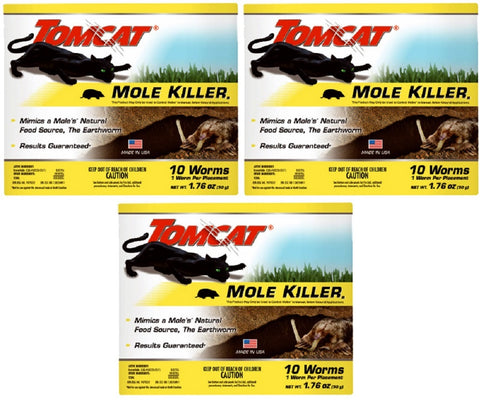Tomcat 0372310 10-Pack Worm-Shaped Mole Killer - Quantity of 3