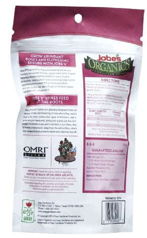 Easy Gardener 04128 Jobe's 10-Pack Of 3-5-3 Organic Rose & Flowering Shrub Fertilizer Spikes - Quantity of 2