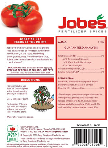 Jobe's 06005 18 Pack 6-18-6 Tomato Fertilizer / Food Spikes - Quantity of 12