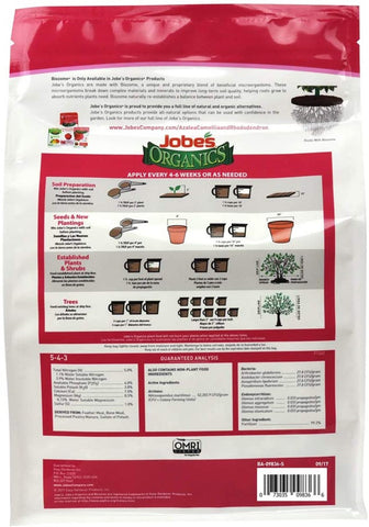 Jobe's 09826 4 LB Bag of 5-4-3 Organic Azalea Rhododendron Acid Loving Plant Food Fertilizer