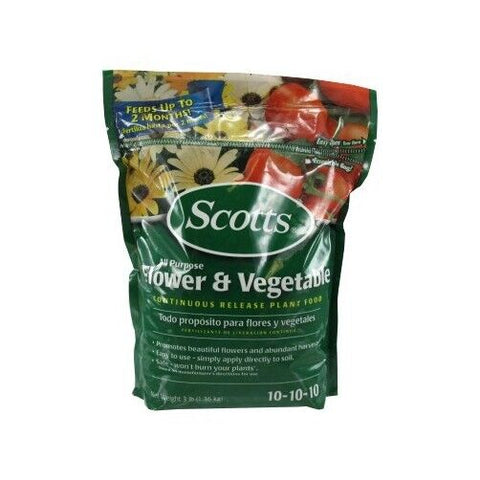 Scotts 1009001 3 LB Bag Of 10-10-10 Flower & Vegetable Plant Food - Quantity of 3