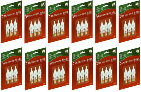 Holiday Wonderland 1078-88 3 Pack C7 Clear Flame Candle Replacement Bulbs - Quantity of 12