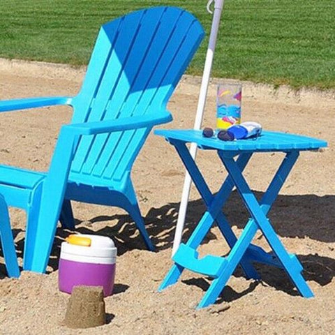 Adams Mfg 8510-21-3734 Pool Blue Resin Quick Folding Patio Side Table