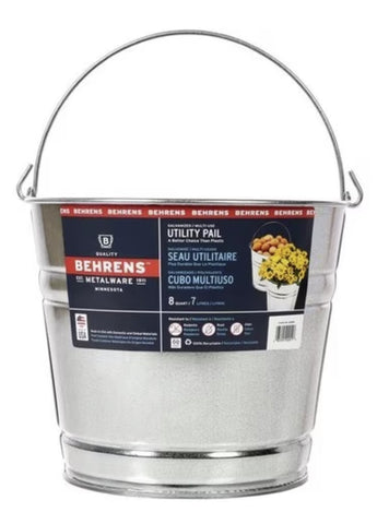 Behrens 1208GS 8 Quart Galvanized Sheet Steel Water Pail / Bucket With Handle - Quantity of 12