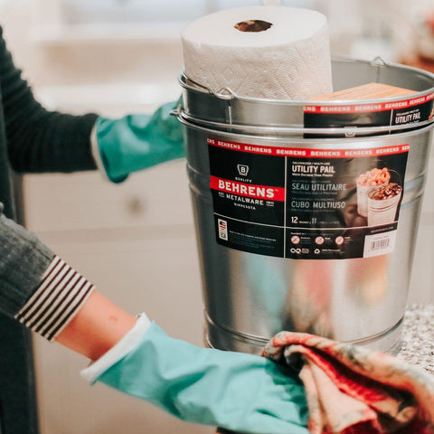 Behrens 1208GS 8 Quart Galvanized Sheet Steel Water Pail / Bucket With Handle - Quantity of 12