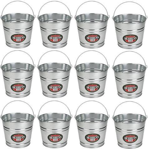 Behrens 1208GS 8 Quart Galvanized Sheet Steel Water Pail / Bucket With Handle - Quantity of 12