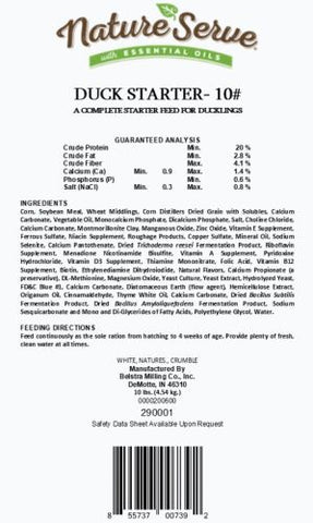 NatureServe 290001 10 LB Bag of Duck Duckling Starter Grower Food Crumble With 20% Protein