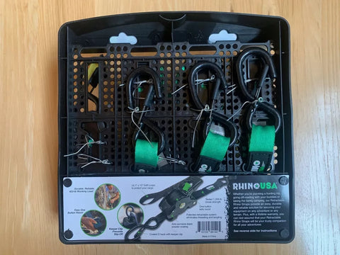 Rhino TD-RSRE1X10-GRN-R 4-Count Pack of Green Retractable 1" Inch x 10' Ft. Retractable Ratchet Straps