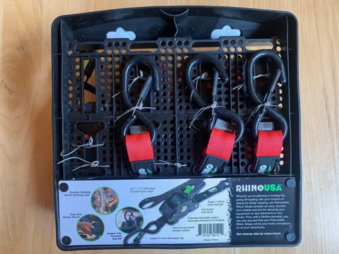 Rhino TD-RSRE1X10-RED-R 4-Count Pack of Red Retractable 1" Inch x 10' Ft. Retractable Ratchet Straps