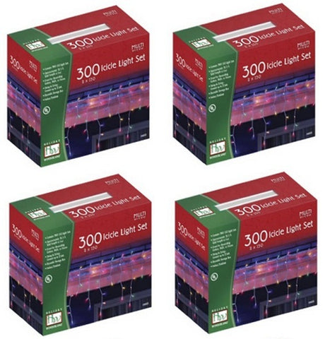 Holiday Wonderland 14089-88 300 Count MULTI COLOR Icicle Christmas Light Sets - Quantity of 4