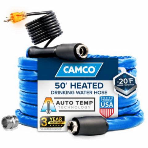 Camco 22912 50' Premium Grade RV Heated Drinking Water Garden Hose