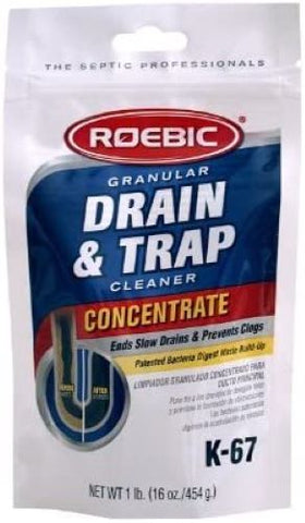 Roebic K-67GDB-12 16 oz Pouch of Granular Drain & Trap Buildup Remover - Quantity of 2
