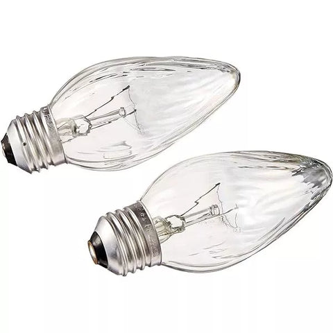 GE 75337 2-Count Pack of 25 Watt Crystal Clear Faceted Flame Shape Candelabra Light Bulbs