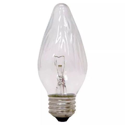 GE 75337 2-Count Pack of 25 Watt Crystal Clear Faceted Flame Shape Candelabra Light Bulbs