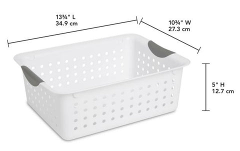 Sterilite 16268006 Large, White, Ultra Storage / Organization Baskets - Quantity of 6