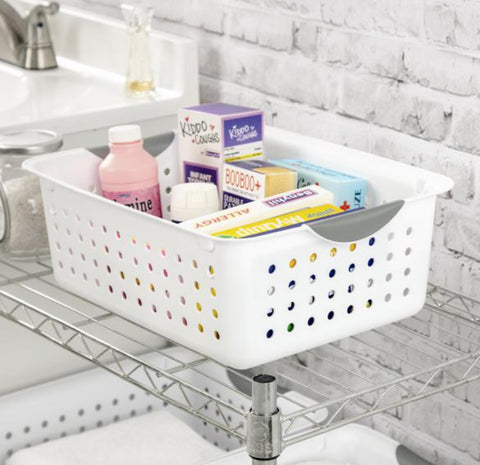 Sterilite 16268006 Large, White, Ultra Storage / Organization Baskets - Quantity of 6