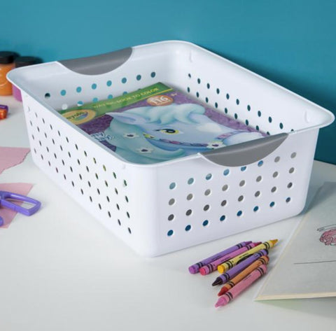 Sterilite 16268006 Large, White, Ultra Storage / Organization Baskets - Quantity of 12