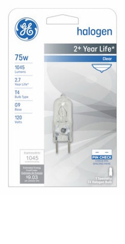 GE Lighting 16759 75 Watt 120V Linear Quartz Halogen G9 T4 Light Bulb