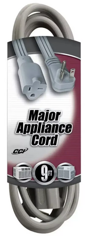 Coleman Cable 03537 250V SPT-3 6-20 Gray 20A 9' Foot Appliance Extension Cord