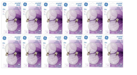 GE 17722 2 Pack 25 Watt Crystal Clear Globe Incandescent Light Bulbs w Candelabra Base