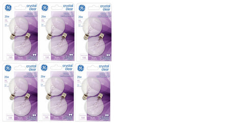 GE 17722 2 Pack 25 Watt Crystal Clear Globe Incandescent Light Bulbs w Candelabra Base