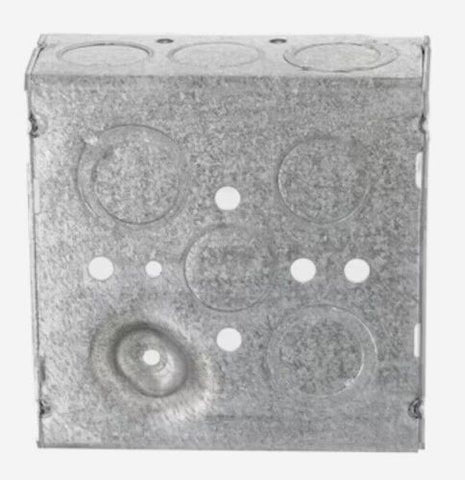 Raco 8189 Steel 4" x 4" x 1-1/2" 2-Gang Welded Corners Square Electrical Box