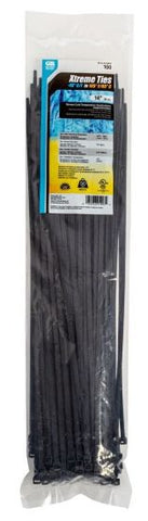 Gardner 46-314UVBFZ 100-Count Pack of Black 14" Xtreme Temperature Cable Ties