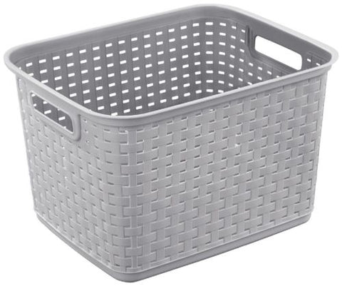 Sterilite 12736A06 15" x 12.25" x 9.375" Cement Gray Tall Weave Storage Basket