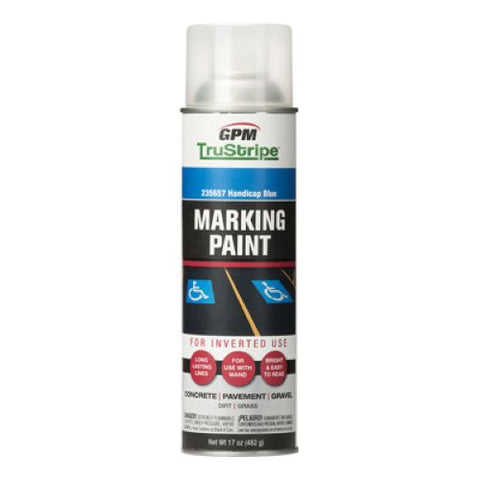 GPM TruStripe INVMRK-17 17 oz Can of Handicap Blue Inverted Marking Paint - Quantity of 12