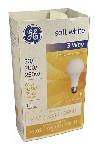 GE 93130573 50/200/250 Watt Soft White 3-Way Light Bulb