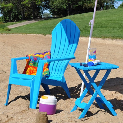 Adams Mfg 8510-21-3734 Pool Blue Resin Quick Folding Patio Side Table