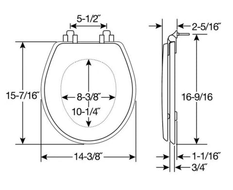Bemis 26CHSLA 000 White Enamel Slow Close Benton Round Wood Toilet Seat