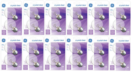 GE2PK25W Clear Globe Lamp Incandescent Light Bulbs 25watt 2 packs #31106