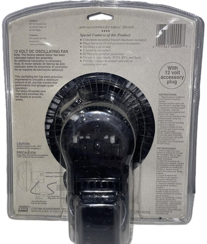 Custom Accessories 40009 12 Volt 2 Speed Auto Oscillating Fan