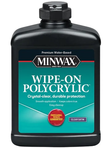 Minwax 40917 Pint of Water Based Clear Satin Wipe On Polycrylic Finish