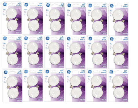 GE 44412 Incandescent Globe Light Bulbs Lamps White 2-Pack 25 Watt