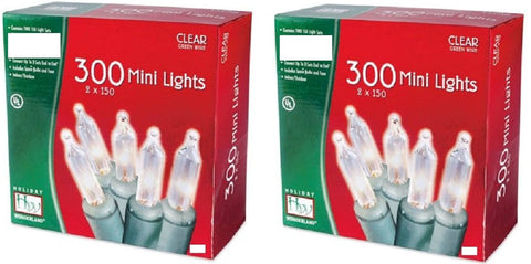 Holiday Wonderland 48150-88A 300 Count Clear Miniature Christmas Light Sets - Quantity of 2