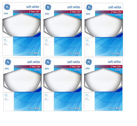 GE 49780 60 Watt Incandescent White Globe Light Bulb Lamps 5 inch Diameter