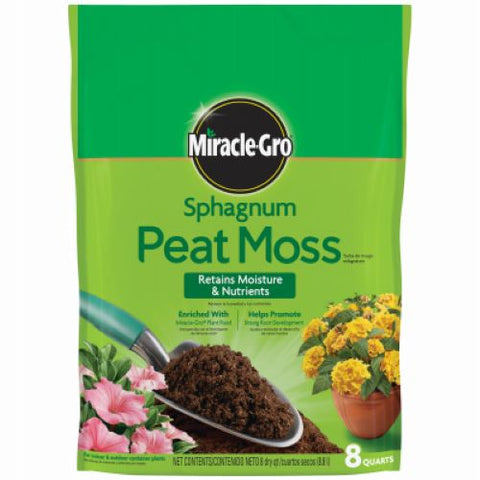 Miracle-Gro 85278430 8 Quart Bag of Sphagnum Peat Moss - Quantity of 12
