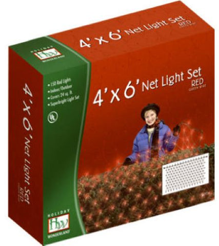 Holiday Wonderland 48953-88 150-Count 4' x 6' Red Christmas Net Light Set - Quantity of 3