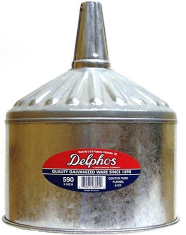 S & K Delphos 590 8-Quart Galvanized Steel Farm, Auto, Truck Heavy Duty Funnel