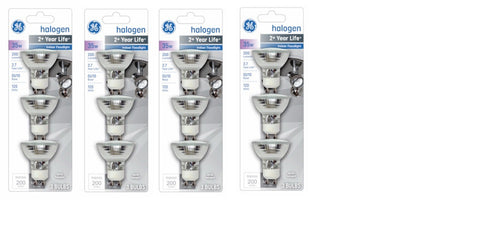 GE 61142 3 Pack 35 Watt MR16 Indoor Quartz Halogen Floodlight Bulbs