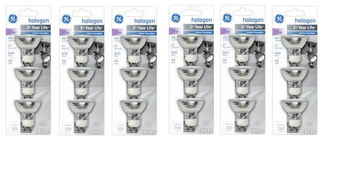 GE 61142 3 Pack 35 Watt MR16 Indoor Quartz Halogen Floodlight Bulbs