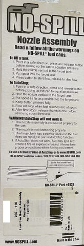 No Spill 6132 Gas Can Nozzle Assembly / Spout Replacement Fits All No Spill Cans - Quantity of 4