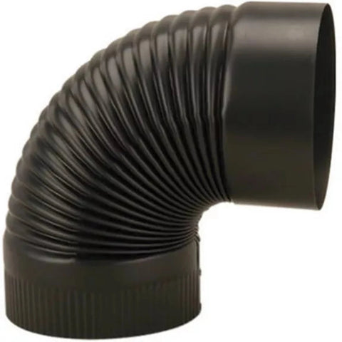 Imperial BM0025 8" In Black Corrugated 90 Degree Stove Pipe Elbow 24 Gauge