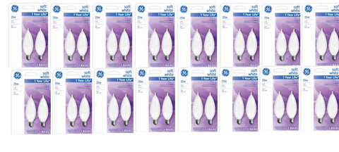 GE 66105 2 Pack 25 Watt Soft White Flame Shape Decorative Incandescent Candelabra Light Bulbs