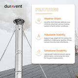 DuraVent 6DP-XRB 6" DuraPlus Extended Chimney Stove Pipe Roof Bracket Support - Quantity of 1