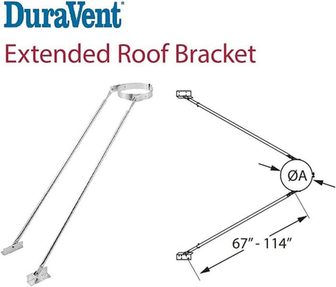 DuraVent 6DP-XRB 6" DuraPlus Extended Chimney Stove Pipe Roof Bracket Support - Quantity of 1