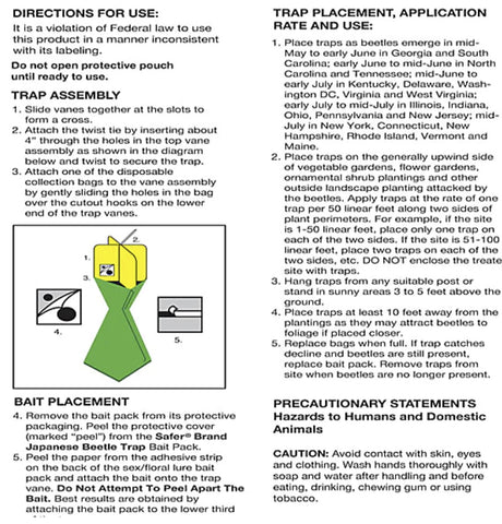 Safer 70102 Non-Toxic Garden Japanese Beetle Trap - Quantity of 6