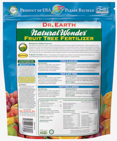 Dr. Earth 708P 4 LB Bag of 5-5-2 Natural Wonder Fruit Tree Organic Fertilizer